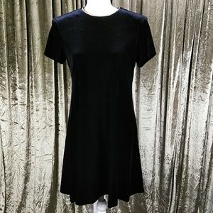 John Roberts Short Sleeve Black Velvet Dress